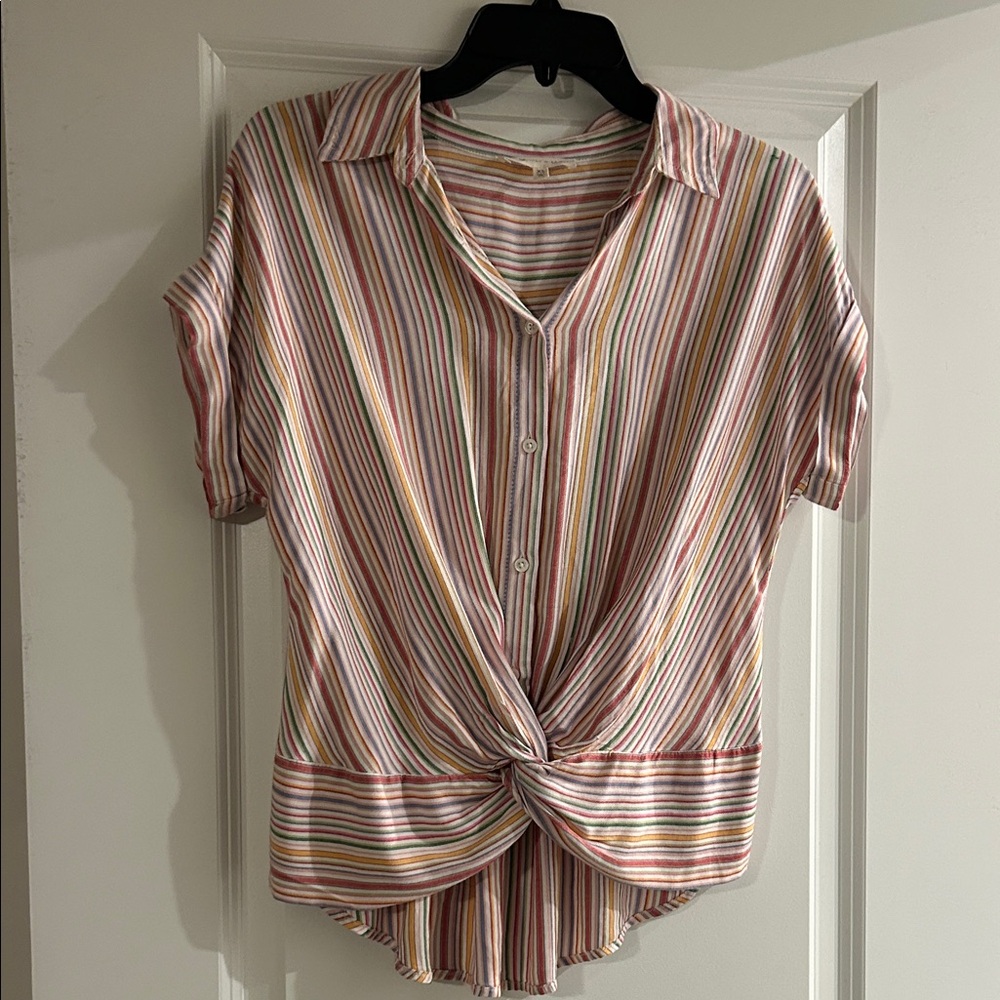 LOFT Multicolor Striped Button Down Shirt